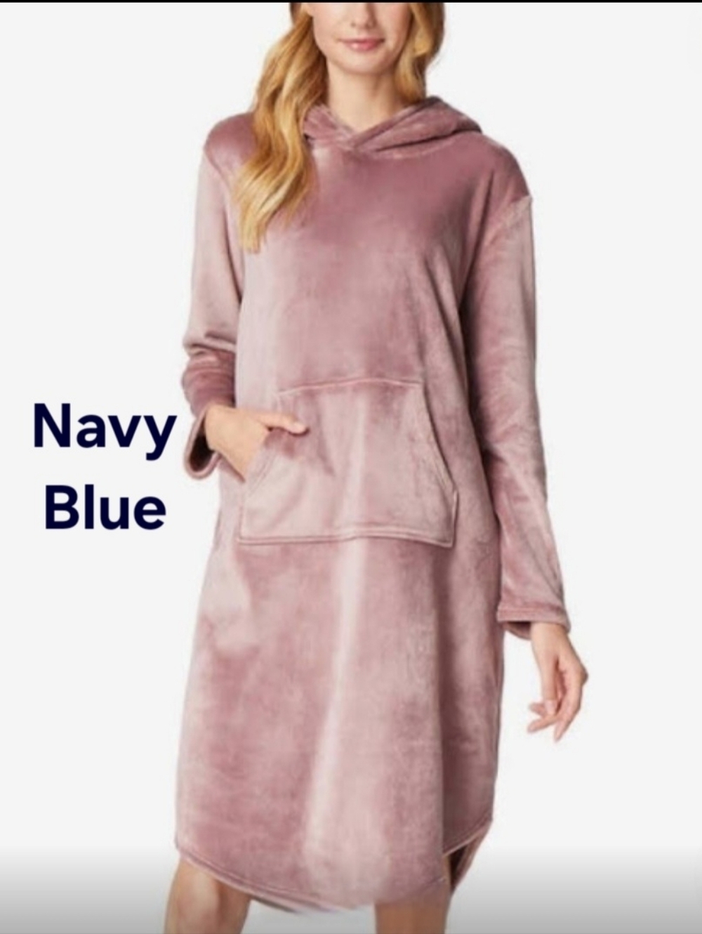 Plush Mink Hooded Tunic in Deep Navy By 32 Degrees